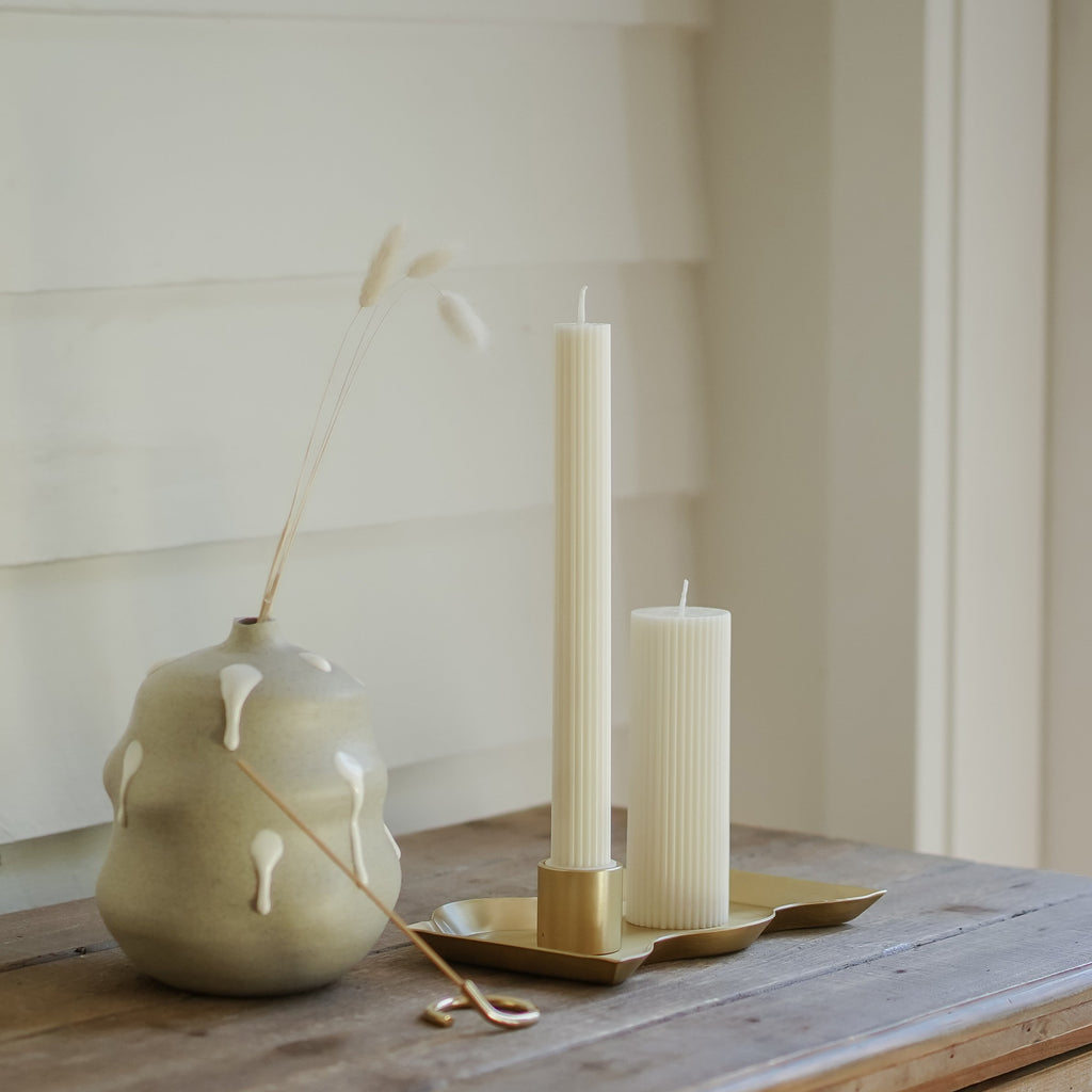 Column Pillar Candle Duo Cream White
