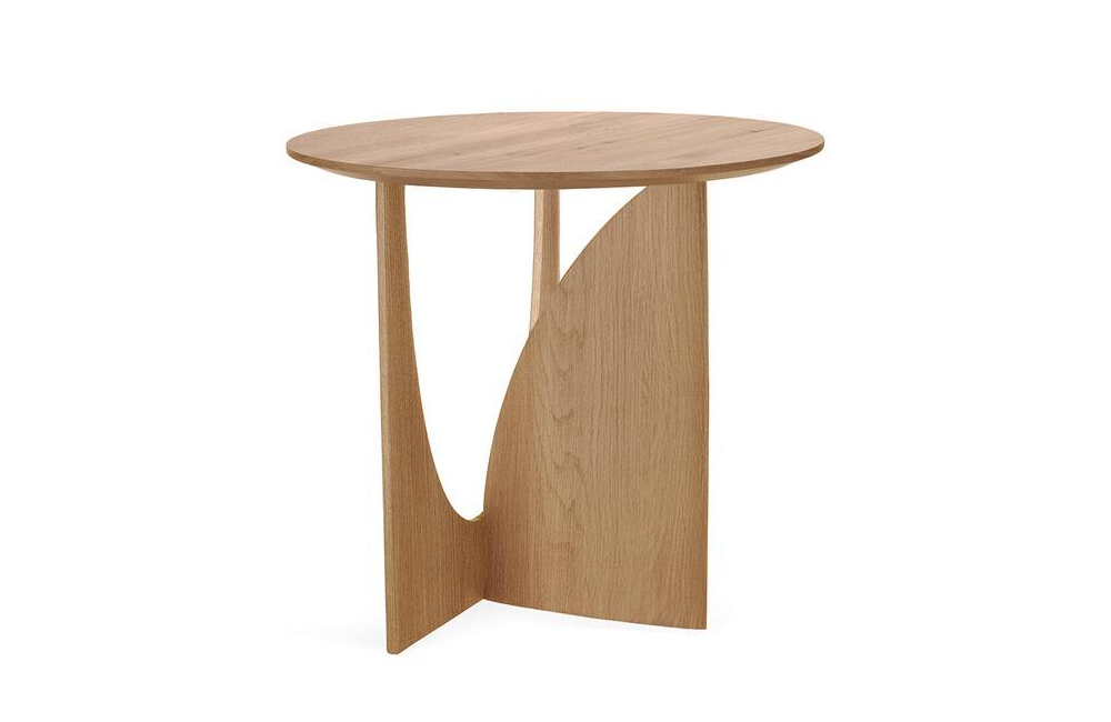 oak geometric side table