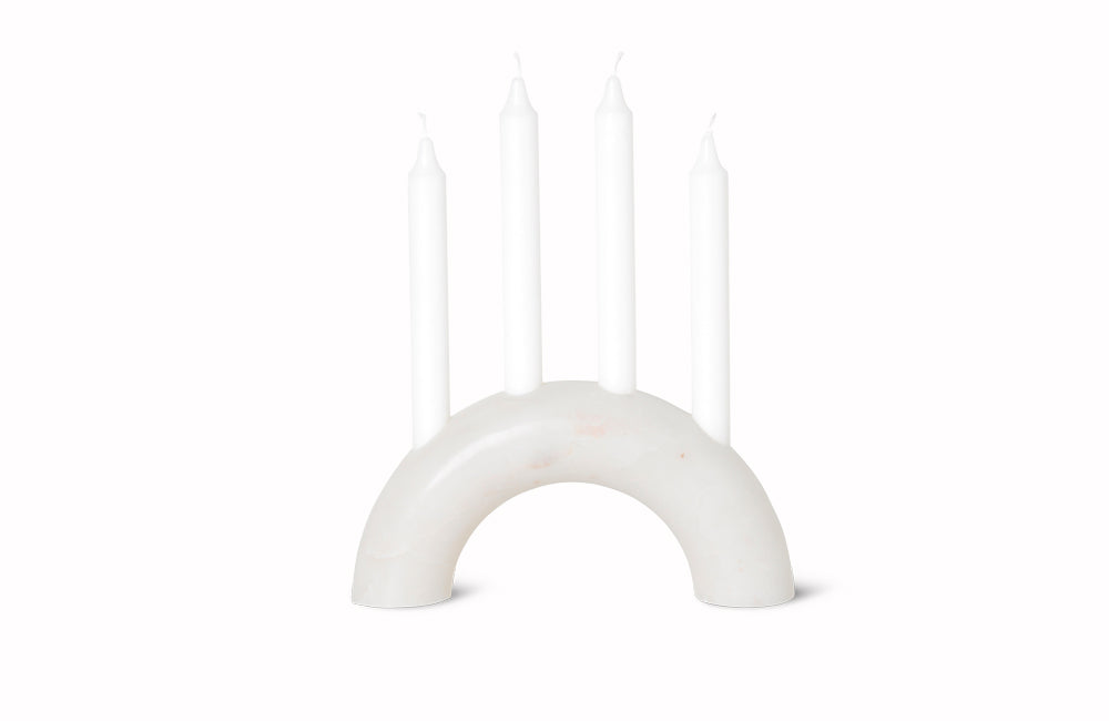 Bow candle holder white